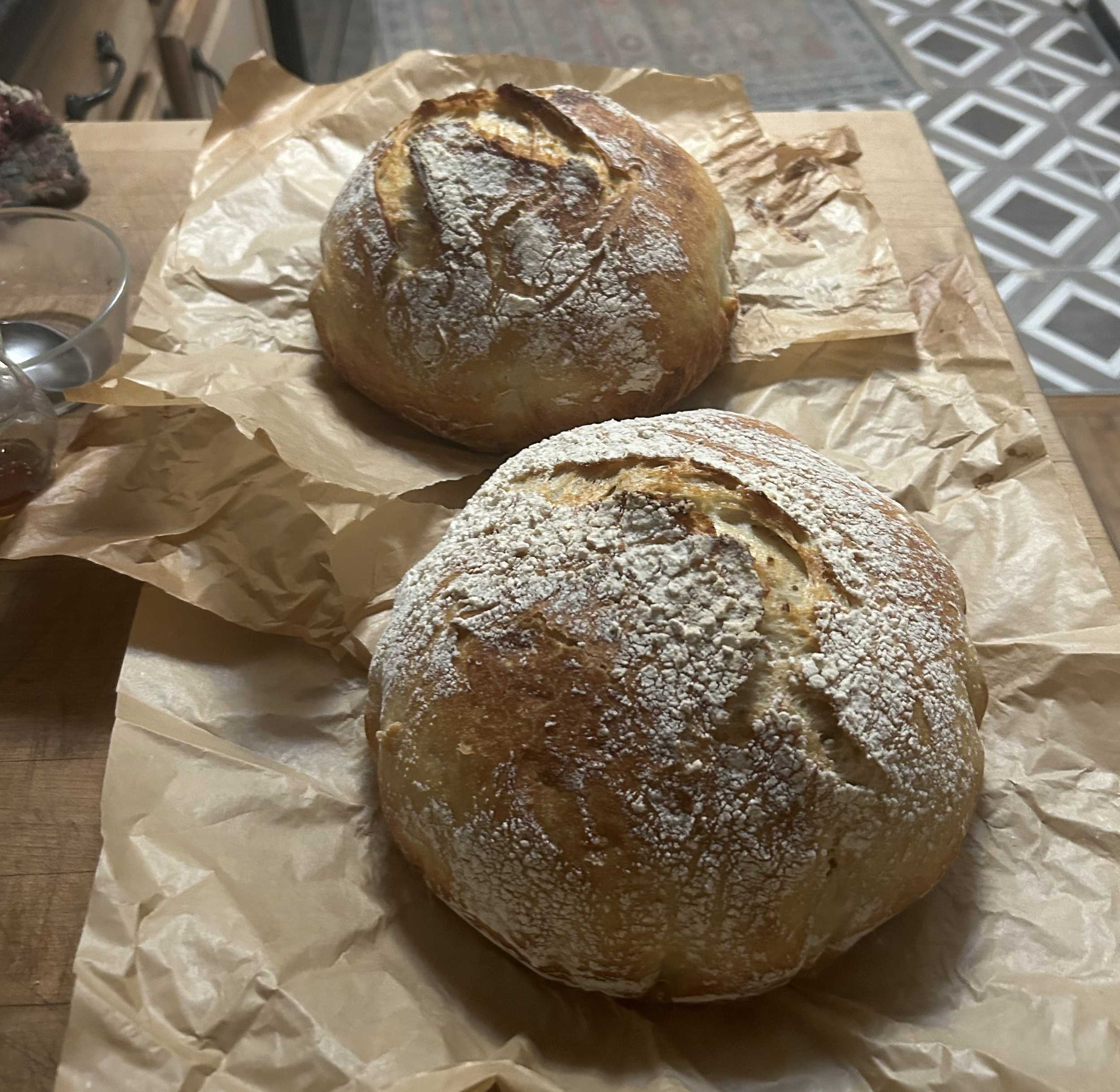 Fresh baked sourdough bread loaves